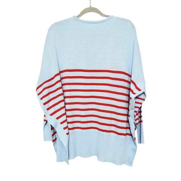 MERSEA Tide Blue /  Cherry Red Amour Sweater With Heart Patch One Size - Picture 11 of 11